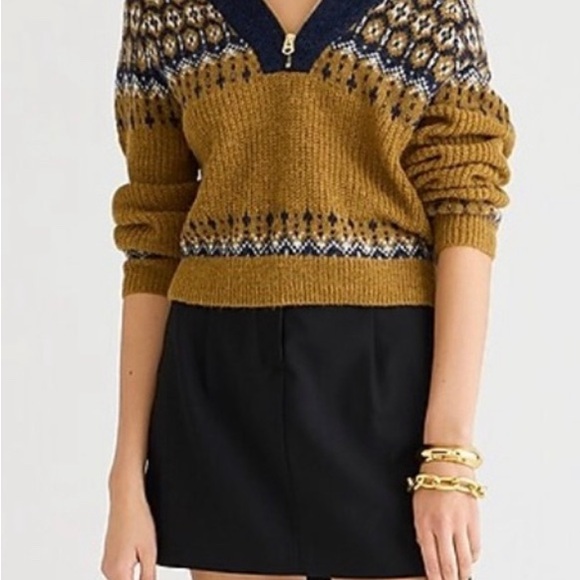 J Crew Fair isle half zip sweater in brushed yarn size large - Picture 5 of 6